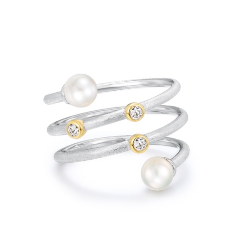 【珍珠系列】璀璨戒指 | 淡水珍珠 | 925银 | 镀铑刮沙 HOPE & ROMANCE