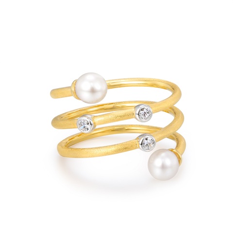 【珍珠系列】璀璨戒指 | 淡水珍珠 | 925银 | 18K黄金刮沙 HOPE & ROMANCE